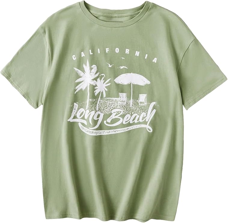 Girls' Oversized Short Sleeve Crewneck T-Shirt with Letter Graphic – Summer Casual Tee for Kids