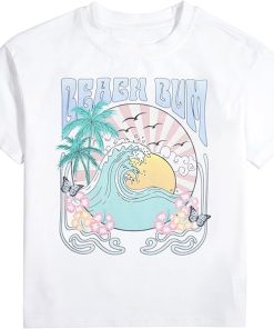 Toddler Girls Oversized Beach Shirt – Casual Short Sleeve Hawaiian T-Shirt for Summer Vacation